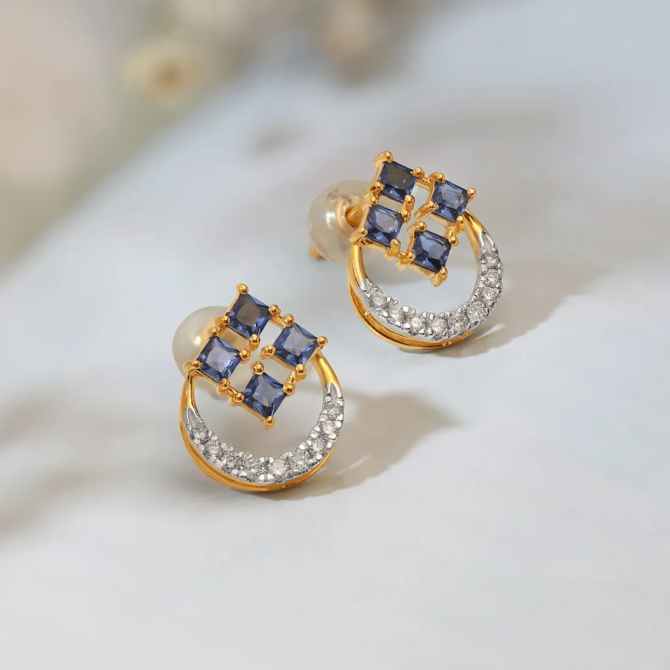 Azure Haze Diamond Stud Earrings