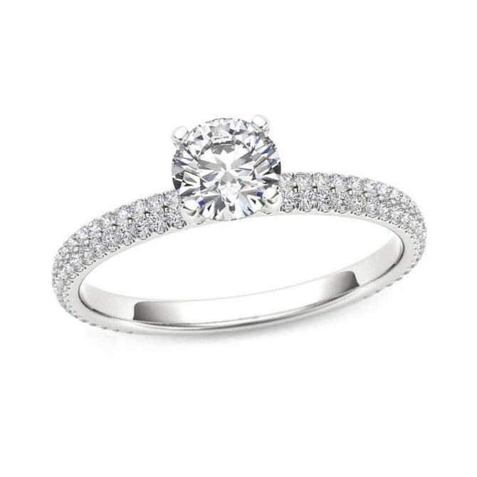 18 k Diamond Double Row Engagement Ring